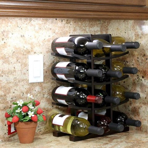 Stojak na wino bambusowy TODGAR czarny