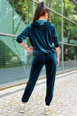 Klindey Turquoise/Turkusowy welurowy komplet dresowy z rozpinaną bluzą Merribel rozmiar - L TURQUOISE