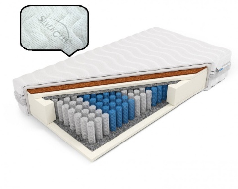 WYSOKI Materac pocket z kokosem H2 H3 Morfeusz Plus 180x200x24 SilverActive