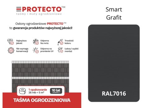 Taśma ogrodzeniowa ROLKA 26mb SMART 19cm PROTECTO™ GRAFIT PROTECTO