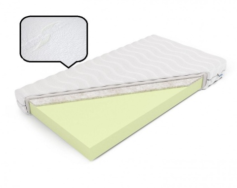 Materac wysokoelastyczny z wełną H2 Kora 90x200x14 Aloe Vera