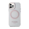 Guess Metal Outline MagSafe - Etui iPhone 12 / iPhone 12 Pro (przezroczysty / różowy)