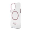 Guess Metal Outline MagSafe - Etui iPhone 12 / iPhone 12 Pro (przezroczysty / różowy)