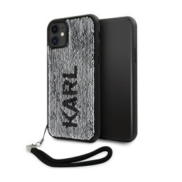 Karl Lagerfeld Sequins Cord - Etui ze smyczką iPhone 11 (Srebrny)