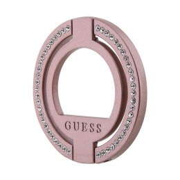 Guess MagSafe Ring Stand Rhinestone - Magnetyczny uchwyt na palec do telefonu z funkcją standu (Różowy)