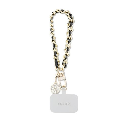 Guess Universal Hand Strap Saffiano Chain 4G Charm - Uniwersalny pasek do telefonu (Czarny)