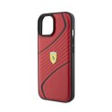 Ferrari Twist Metal Logo - Etui iPhone 15 (czerwony)