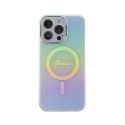 Guess IML Iridescent MagSafe - Etui iPhone 15 Pro (turkusowy)