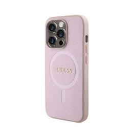 Guess Saffiano MagSafe - Etui iPhone 15 Pro (różowy)