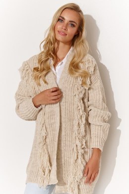 Sweter Kardigan Model S142 Beige Melange - Makadamia Makadamia