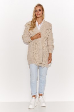 Sweter Kardigan Model S142 Beige Melange - Makadamia Makadamia