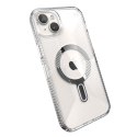 Speck Presidio Perfect-Clear Grip ClickLock & MagSafe - Etui iPhone 15 Plus / iPhone 14 Plus (Clear / Chrome Finish / Serene Sil
