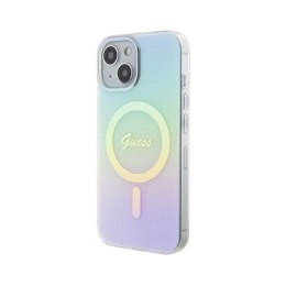 Guess IML Iridescent MagSafe - Etui iPhone 15 (turkusowy)