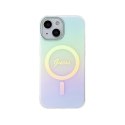 Guess IML Iridescent MagSafe - Etui iPhone 15 (turkusowy)