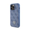 Guess Leather 4G Triangle Strass - Etui iPhone 15 Pro Max (niebieski)