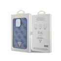 Guess Leather 4G Triangle Strass - Etui iPhone 15 Pro Max (niebieski)