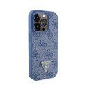 Guess Leather 4G Triangle Strass - Etui iPhone 15 Pro (niebieski)