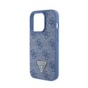 Guess Leather 4G Triangle Strass - Etui iPhone 15 Pro (niebieski)