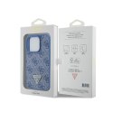 Guess Leather 4G Triangle Strass - Etui iPhone 15 Pro (niebieski)