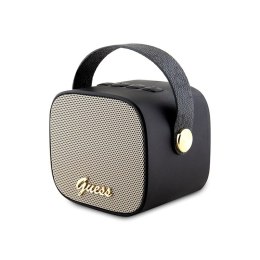 Guess Mini Bluetooth Speaker 4G Leather Script Logo with Strap - Głośnik Bluetooth V5.3 (czarny)