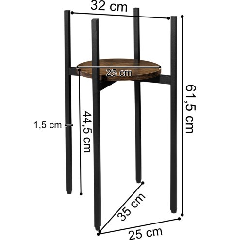 Kwietnik metalowy loftowy czarny TORRE RUSTIC 60 cm