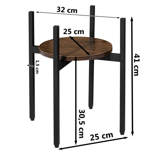Kwietnik metalowy loftowy czarny TORRE RUSTIC 40 cm