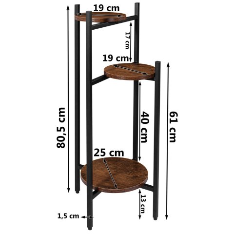 Kwietnik metalowy loft TRETORRI RUSTIC stojak na kwiaty