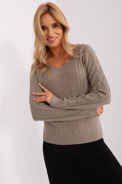 Sweter Damski Model AT-SW-2329.98P Dark Beige - AT AT