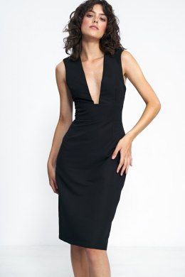 Sukienka Czarna sukienka z głębokim dekoltem S231 Black - Nife Nife