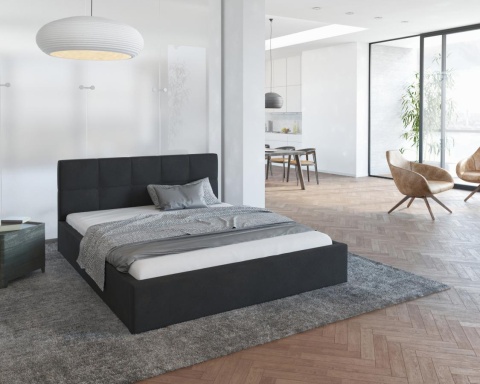 Łóżko tapicerowane RINO Paris BLACK 90x200 metalowy stelaż