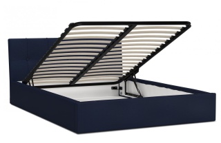 Łóżko tapicerowane RINO Paris DEEP BLUE 90x200 metalowy stelaż