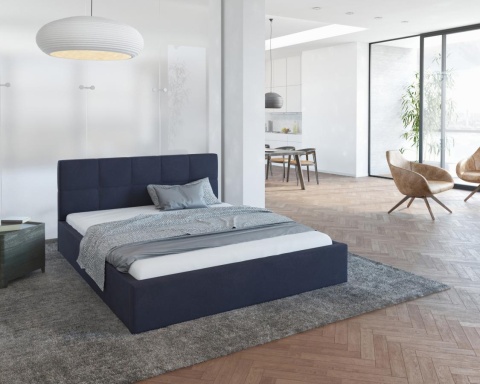 Łóżko tapicerowane RINO Paris DEEP BLUE 90x200 metalowy stelaż