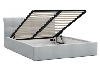 Łóżko tapicerowane RINO Paris LIGHT GREY 90x200 metalowy stelaż