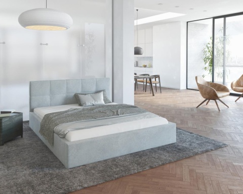 Łóżko tapicerowane RINO Paris LIGHT GREY 90x200 metalowy stelaż