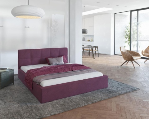 Łóżko tapicerowane RINO Paris PURPLE 90x200 metalowy stelaż