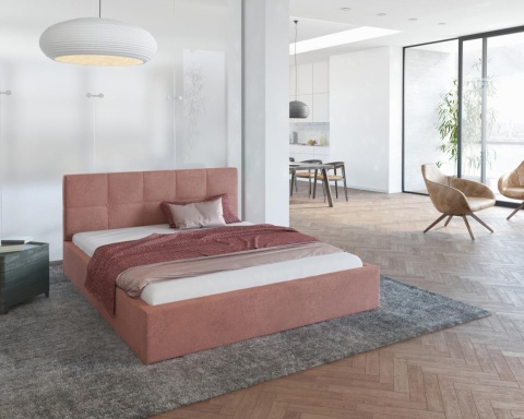 Łóżko tapicerowane RINO Paris SALMON 90x200 metalowy stelaż