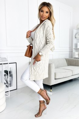 Sweter Kardigan Model 491-1 Beige Warkocz - Numoco Numoco