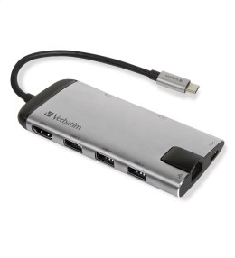 VERBATIM MULTIMEDIA ADAPTER USB-C TO 3 x USB HDMI RJ45 SD microSD 49142