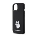 Karl Lagerfeld Silicone Choupette Metal Pin - Etui iPhone 15 Plus (czarny)