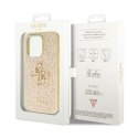 Guess Glitter Script Big 4G - Etui iPhone 14 Pro (złoty)