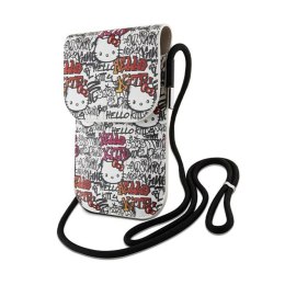 Hello Kitty Leather Tags Graffiti Cord - Torebka na telefon (beżowy)