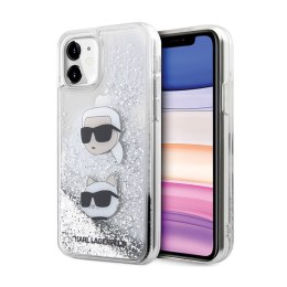 Karl Lagerfeld Liquid Glitter Karl & Choupette Heads - Etui iPhone 11 (srebrny)