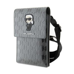 Karl Lagerfeld Saffiano Monogram Ikonik - Torebka na telefon (srebrny)