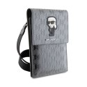 Karl Lagerfeld Saffiano Monogram Ikonik - Torebka na telefon (srebrny)