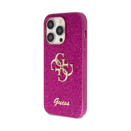 Guess Glitter Script Big 4G - Etui iPhone 15 Pro (fioletowy)