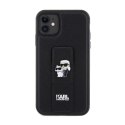 Karl Lagerfeld Gripstand Saffiano Karl & Choupette Pins - Etui iPhone 11 (czarny)