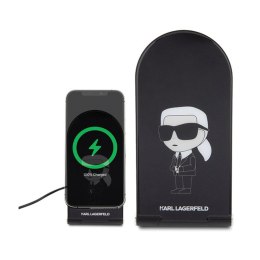 Karl Lagerfeld Ikonik MagSafe - Składana ładowarka indykcyjna 2w1 z MagSafe do iPhone i AirPods 15W (czarny)