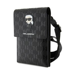 Karl Lagerfeld Saffiano Monogram Ikonik - Torebka crossbody na telefon (czarny)