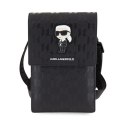 Karl Lagerfeld Saffiano Monogram Ikonik - Torebka crossbody na telefon (czarny)