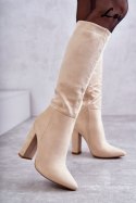 Kozaki Model Tressa NC1299 Beige Zamsz - Step in style Step in style